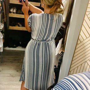 Monteau faux wrap dress with belt and slip